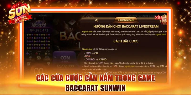 Baccarat Sunwin - Luật Chơi Đơn Giản, Tỷ Lệ Thắng Cao 2 Các cửa cược cần nắm trong game