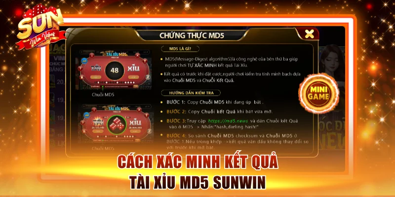 Tài Xỉu MD5 Sunwin Minh Bạch Với Công Nghệ Hiện Đại 2 Cách xác minh kết quả tài xỉu MD5 Sunwin