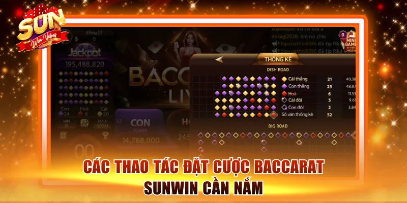 Baccarat Sunwin - Luật Chơi Đơn Giản, Tỷ Lệ Thắng Cao 3 Thao tác đặt cược một ván Baccarat Sunwin